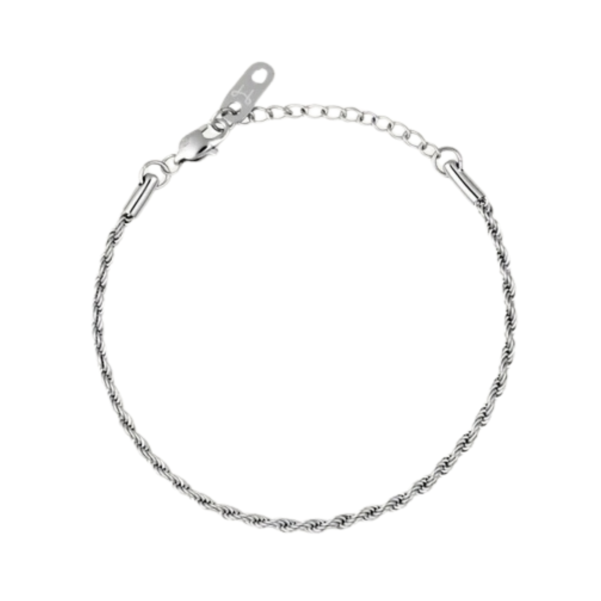 Thin Rope Bracelet Silver Medium - Silver