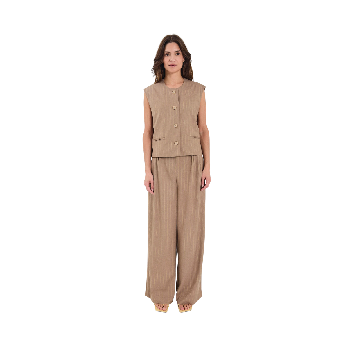 Novia Short Waistcoat - Yellow stripe