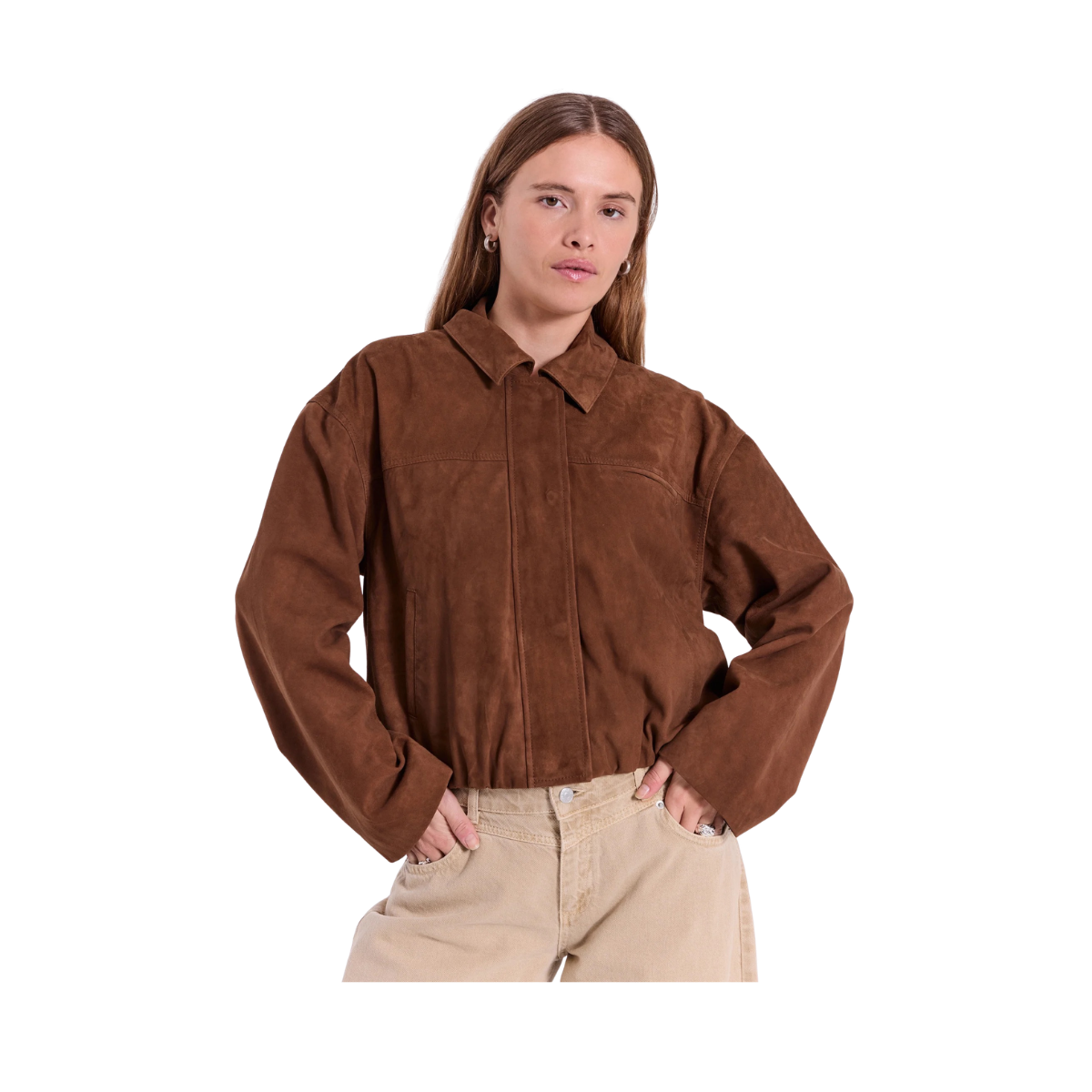 Nathalio Suede Jacket - Caramel Brown