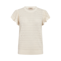 MMGanna Pattern O-Neck Knit Top - Ecru