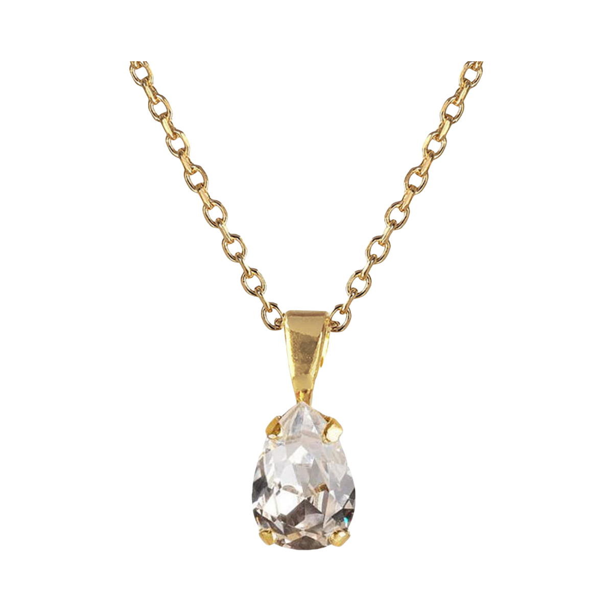 Mini Drop Necklace Gold - Crystal