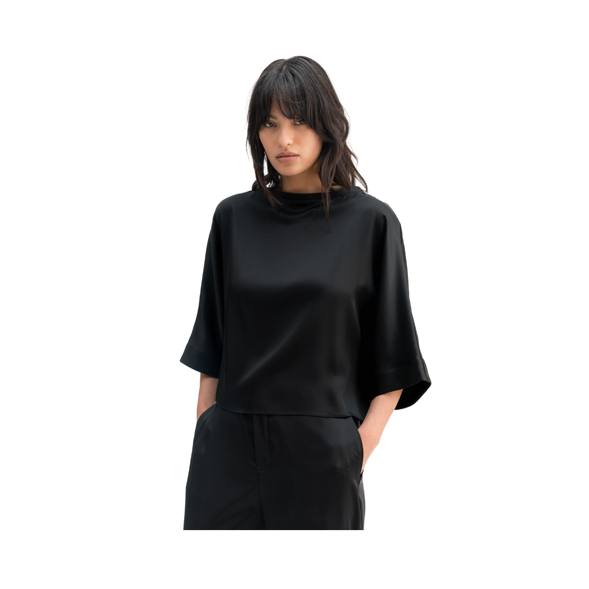 Thea Satin Tee - Black