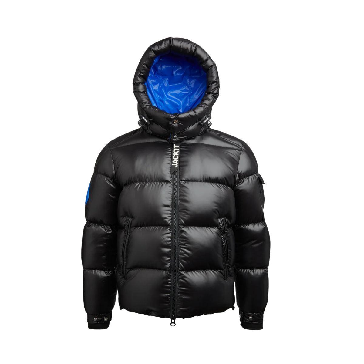 EZ PUFFER SLICK HOOD - Black/Blue