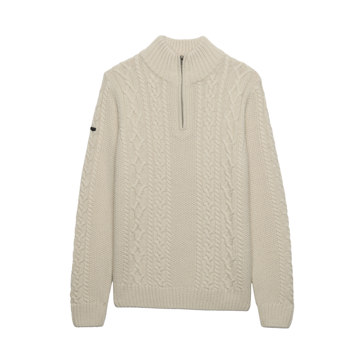 Jacob Cable Half Zip Knit - Ecru