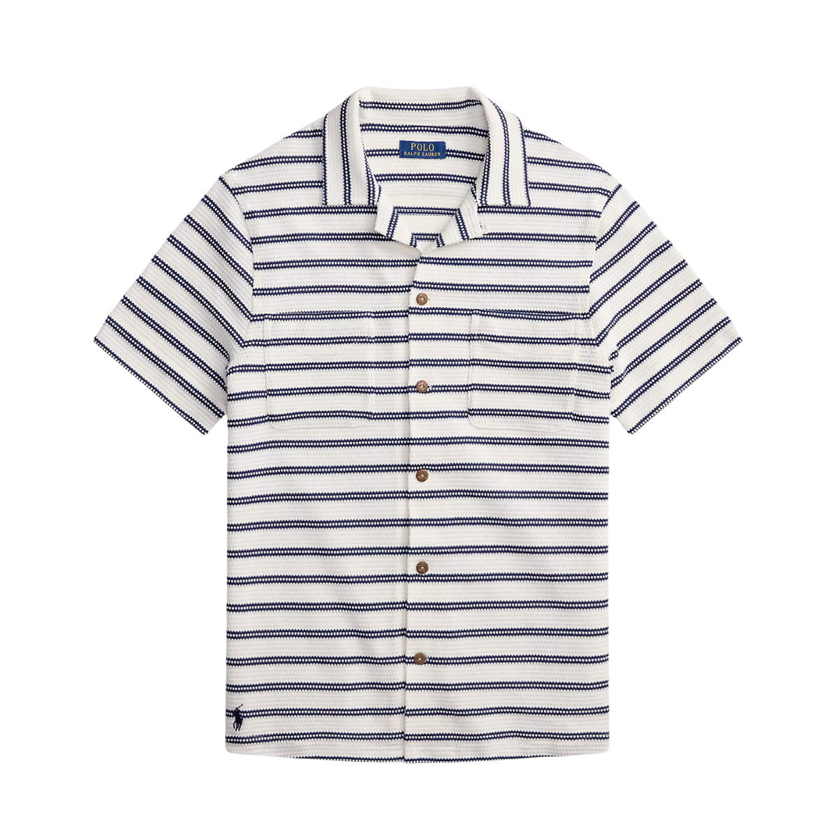 Knit Sport Shirt - Pale Cream/Newport Navy