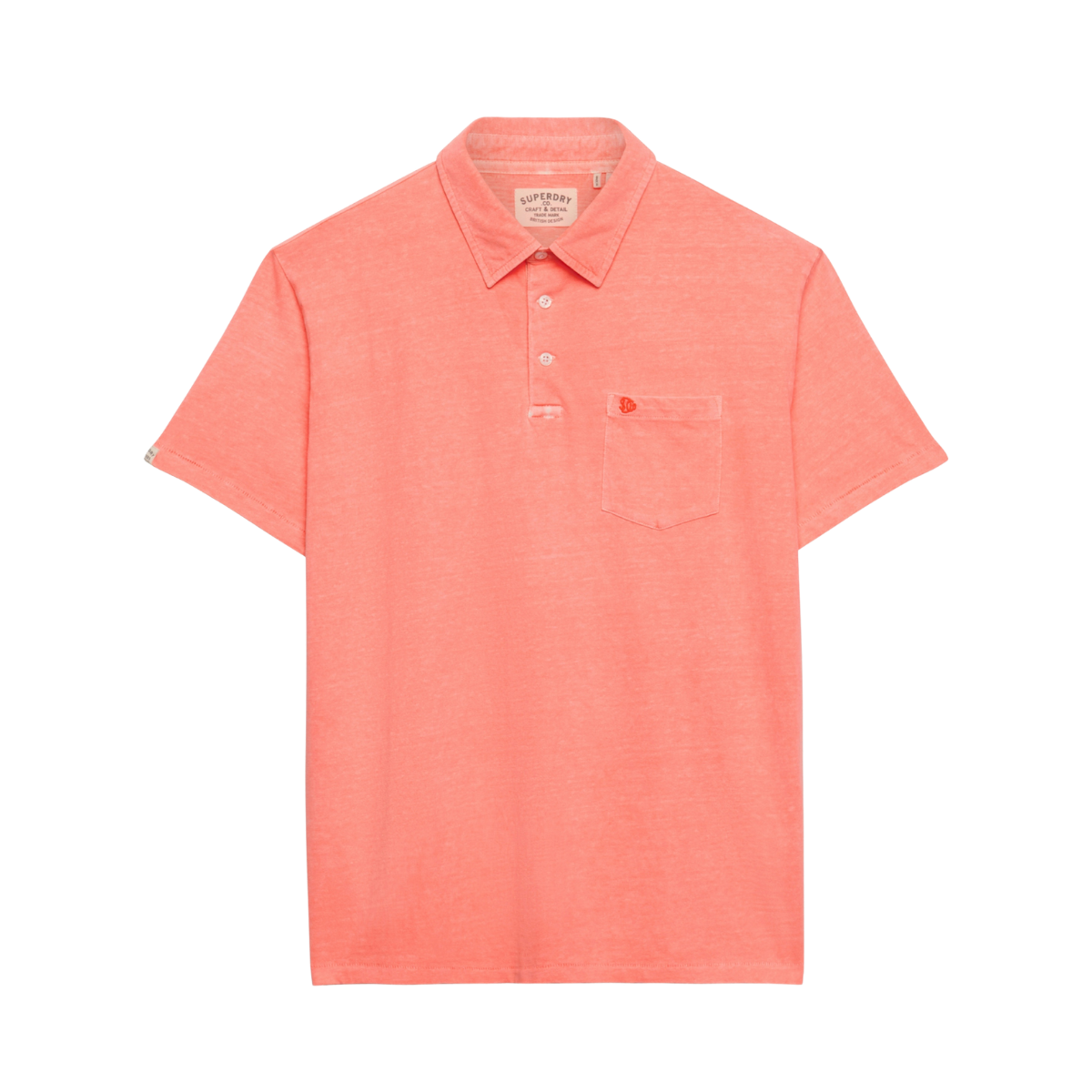 Classic Cotton Linen Polo - Neon Coral