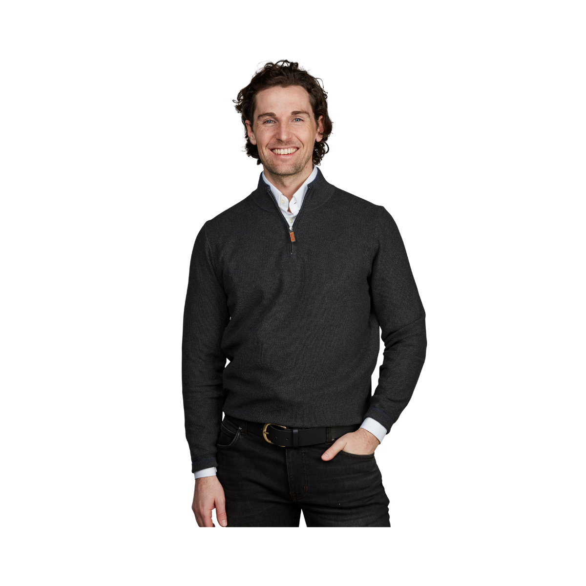 Half Zip Structure Knit - Antracit