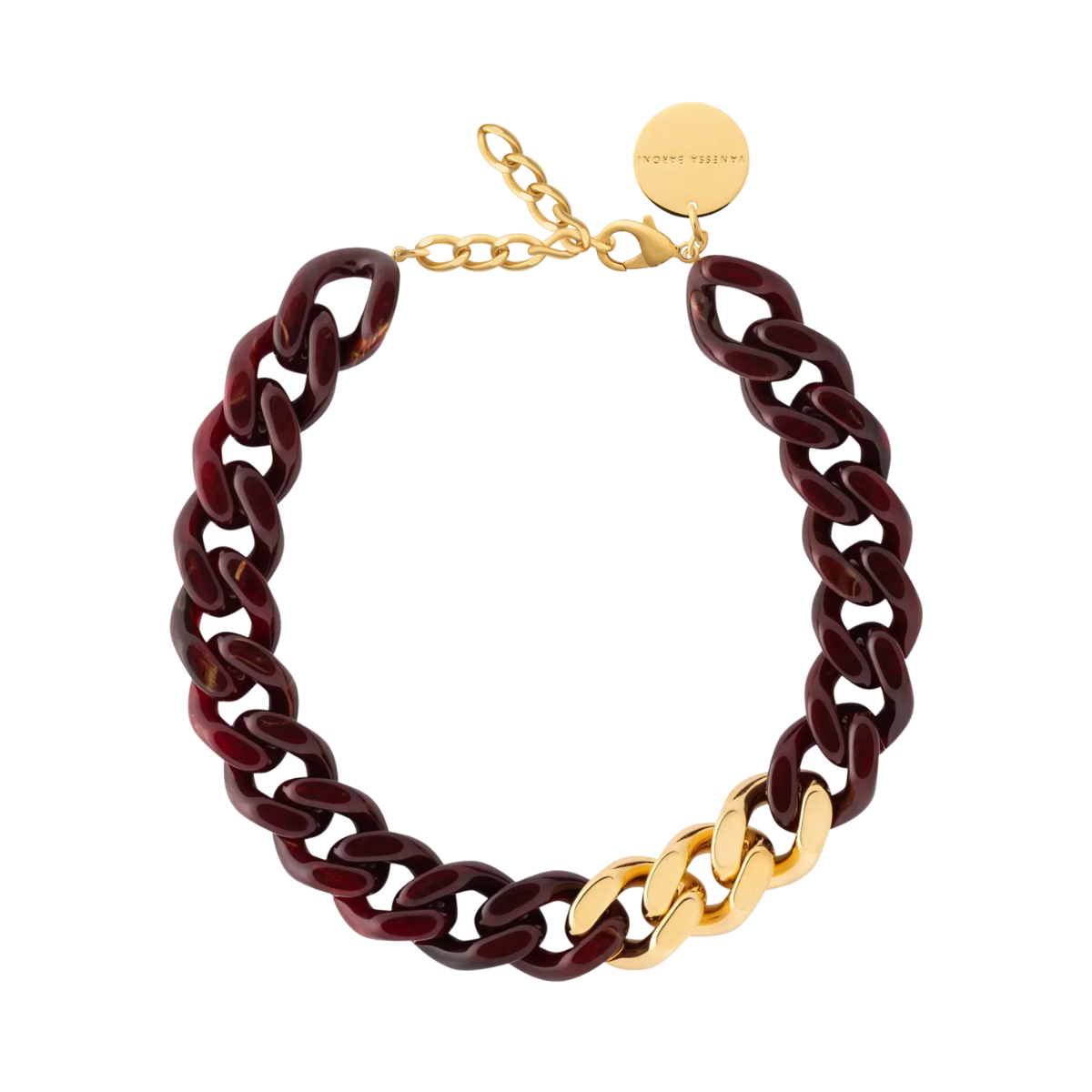 Flat Chain Necklace - Bordeaux Marble