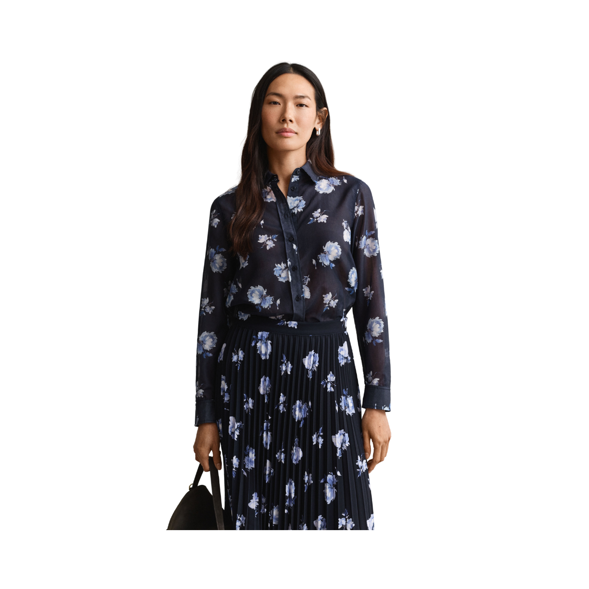 Reg Floral Print LS Shirt - Evening Blue