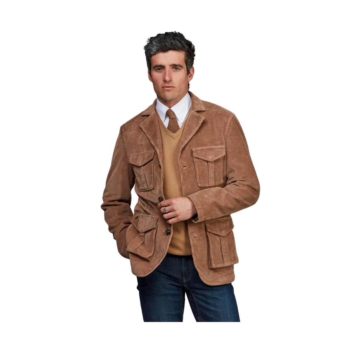 Duca Cord Safari Jacket - Dark Beige