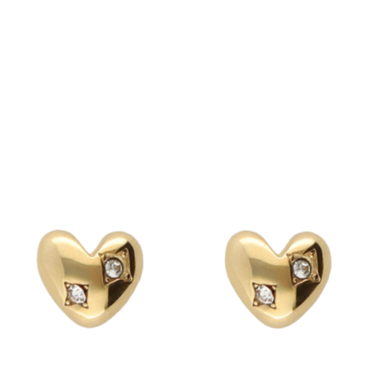 Earstud heart strass - Gold