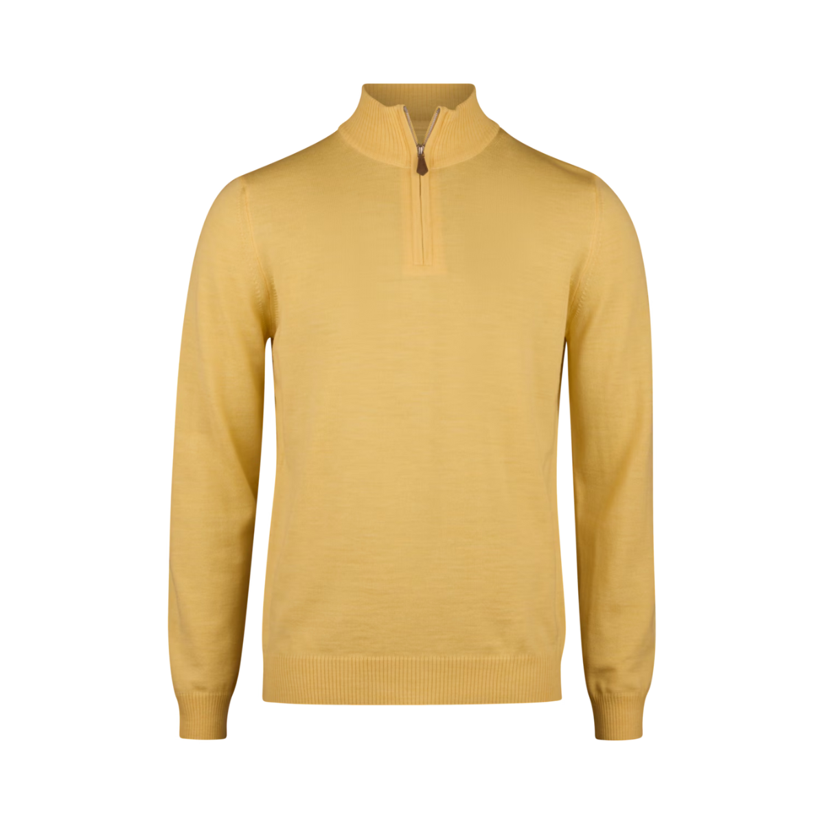 Sweater Knitted Half Zip Merino - Yellow