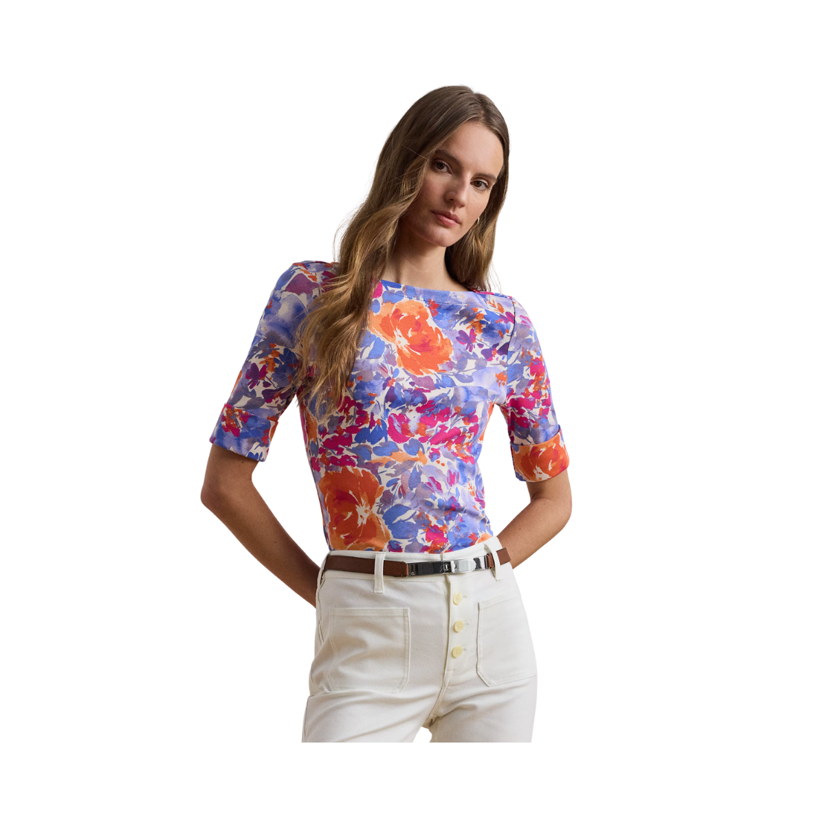 Judy Mid Sleeve T-Shirt - White Multi