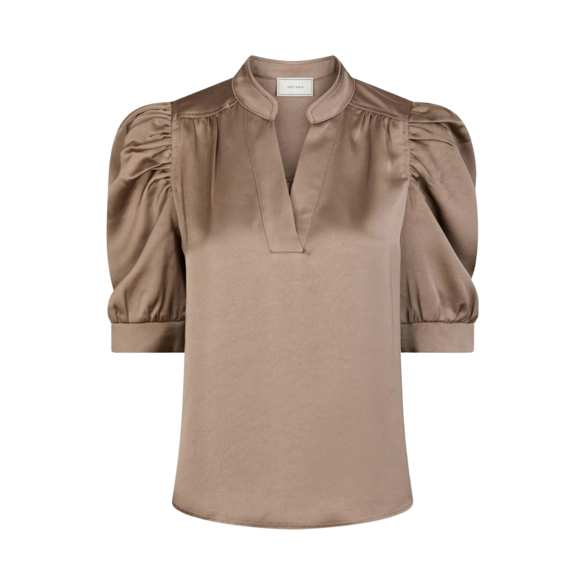 Roella Heavy Sateen Blouse - Dark Taupe