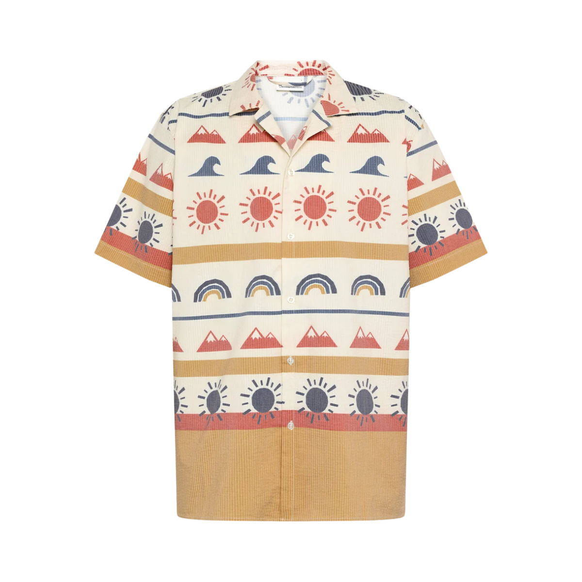 Box Fit Short Sleeved Seersucker Shirt - Multi Color Aop
