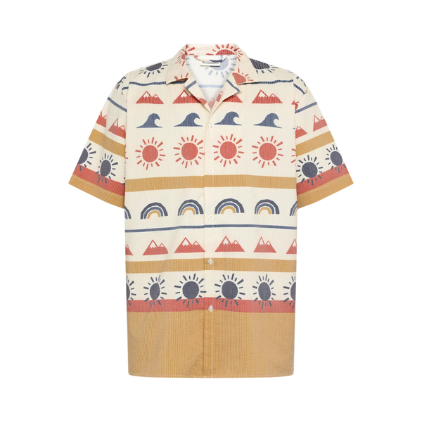 Box Fit Short Sleeved Seersucker Shirt - Multi Color Aop