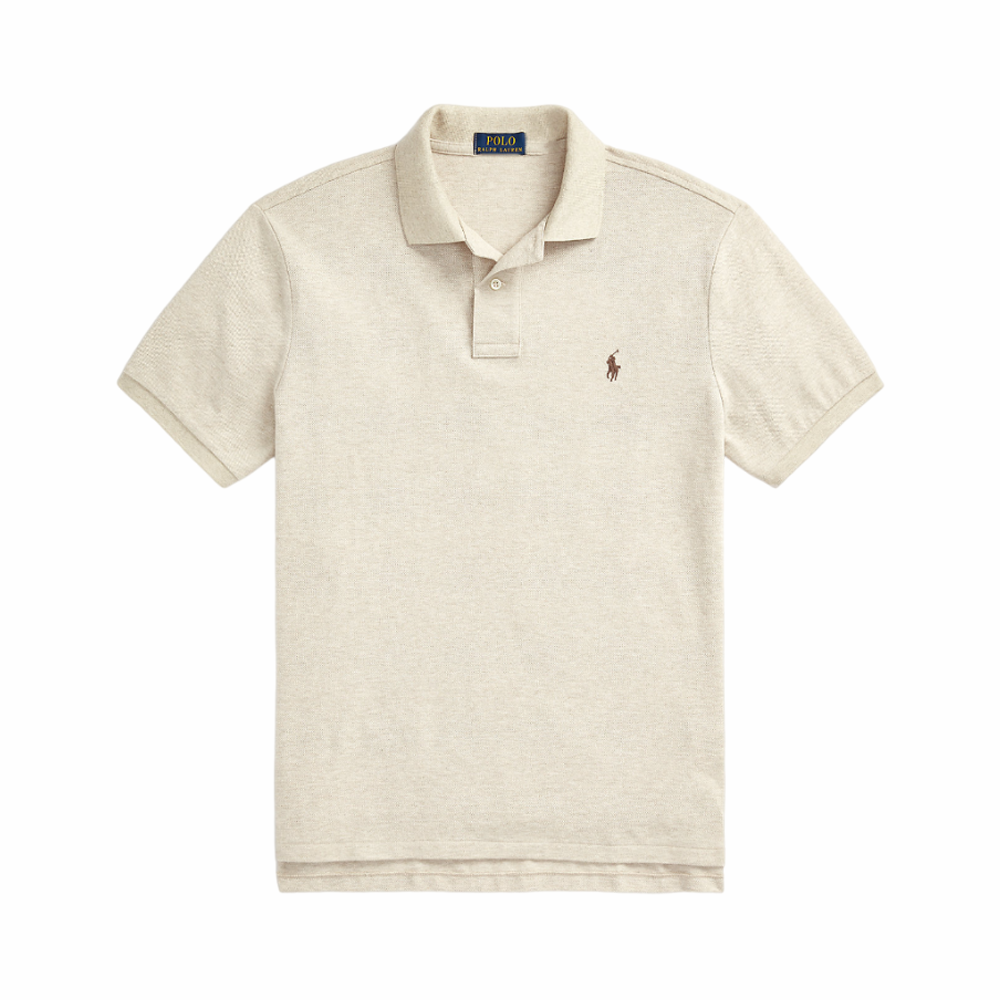 Custom Slim Fit Mesh Polo Shirt - Beige