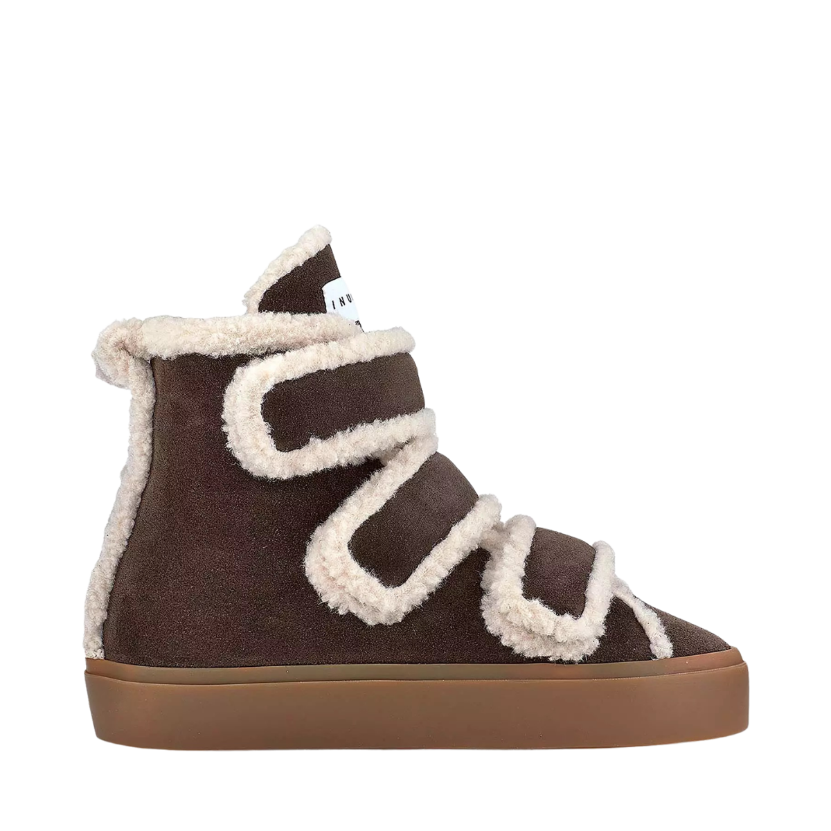 Shearling Velcro Wedge - Dark Brown