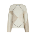 Inga Check Fluff Knit Blouse - Creme