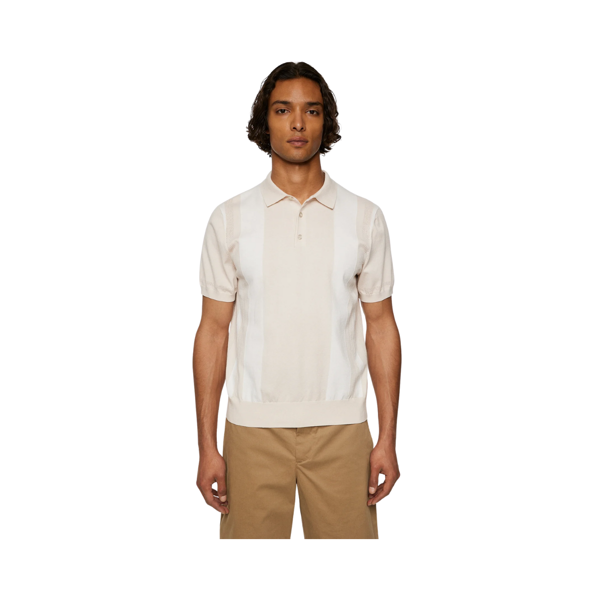 Reymond Stripe Knit Polo - Moonbeam