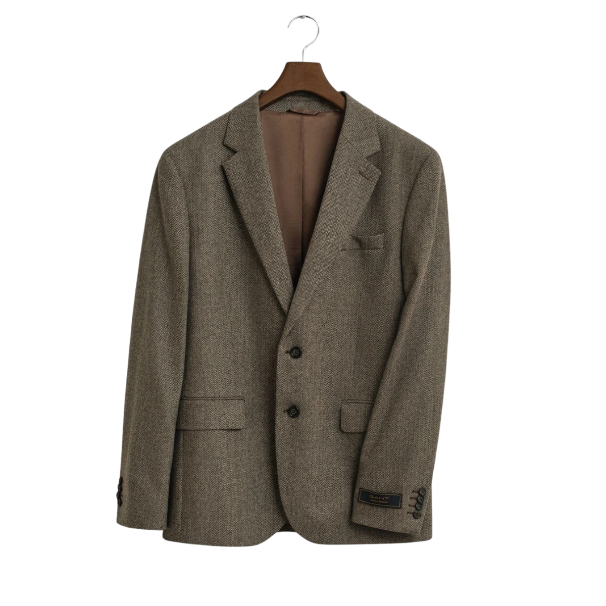 Flannel Herringbone Suit Jacket - 202 Deep Brown