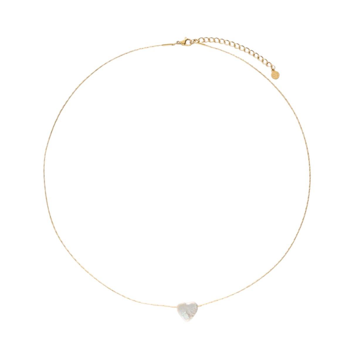 Minimalist Necklace with Heart Pearl - Gold