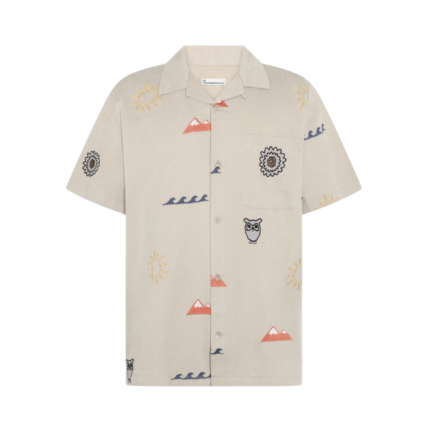 Organic Cotton Embroidery Shirt - Light feather gray