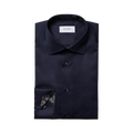 Contemporary Fit Paisley Effect Signature Twill Shirt Cut Away Collar - Navy