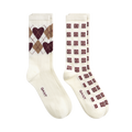 Argyle Heart 2-Pack Socks Gift Box - Cream