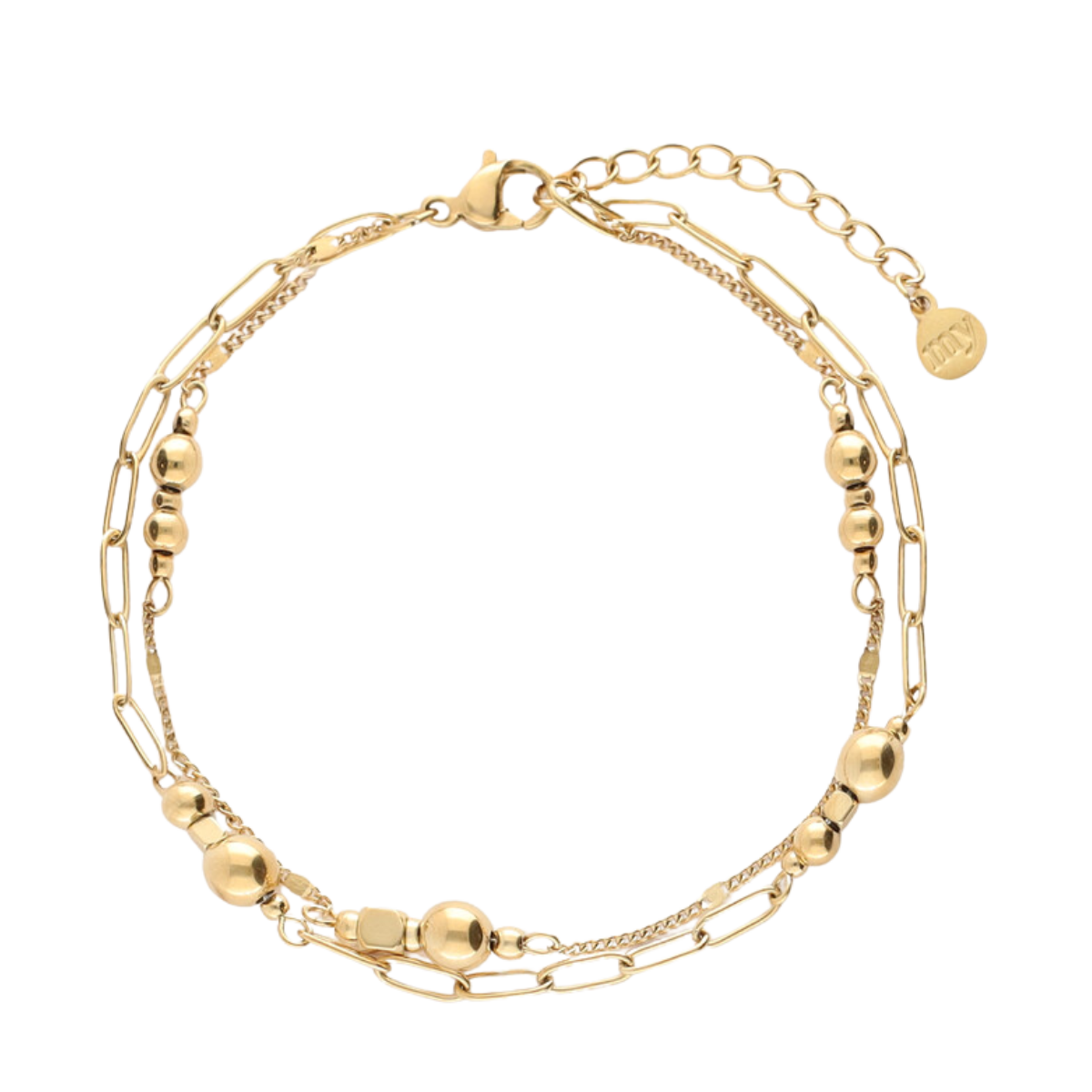 Bracelet double chain dots - Gold