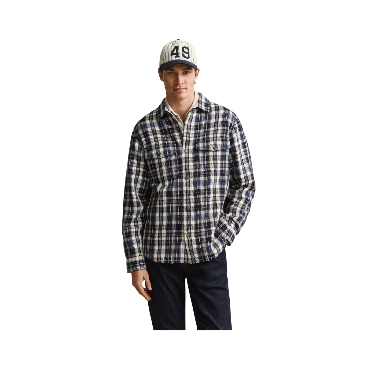 Twill Check Overshirt - Evening Blue
