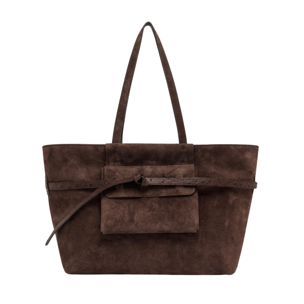 Belty Suede Shopper Bag - Moka