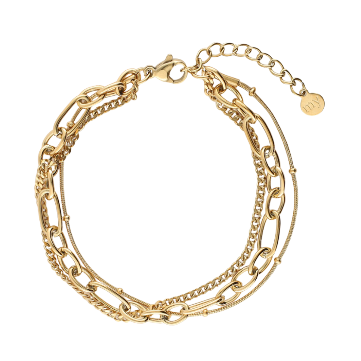 Bracelet three-layered balls - Gold