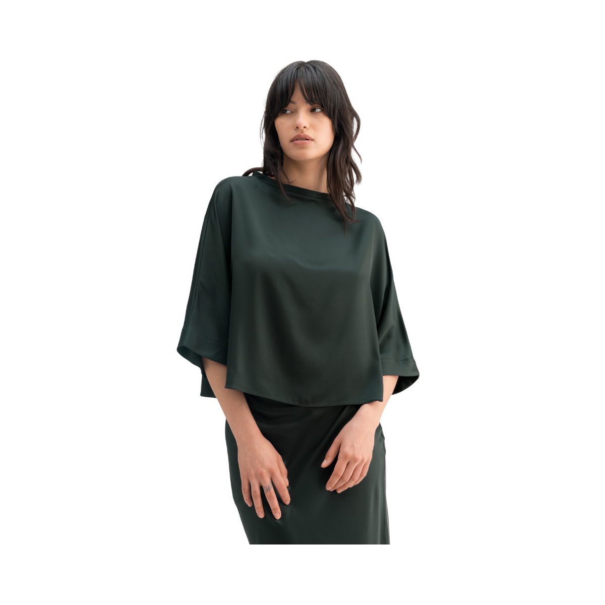 Thea Satin Tee - Deep Forest