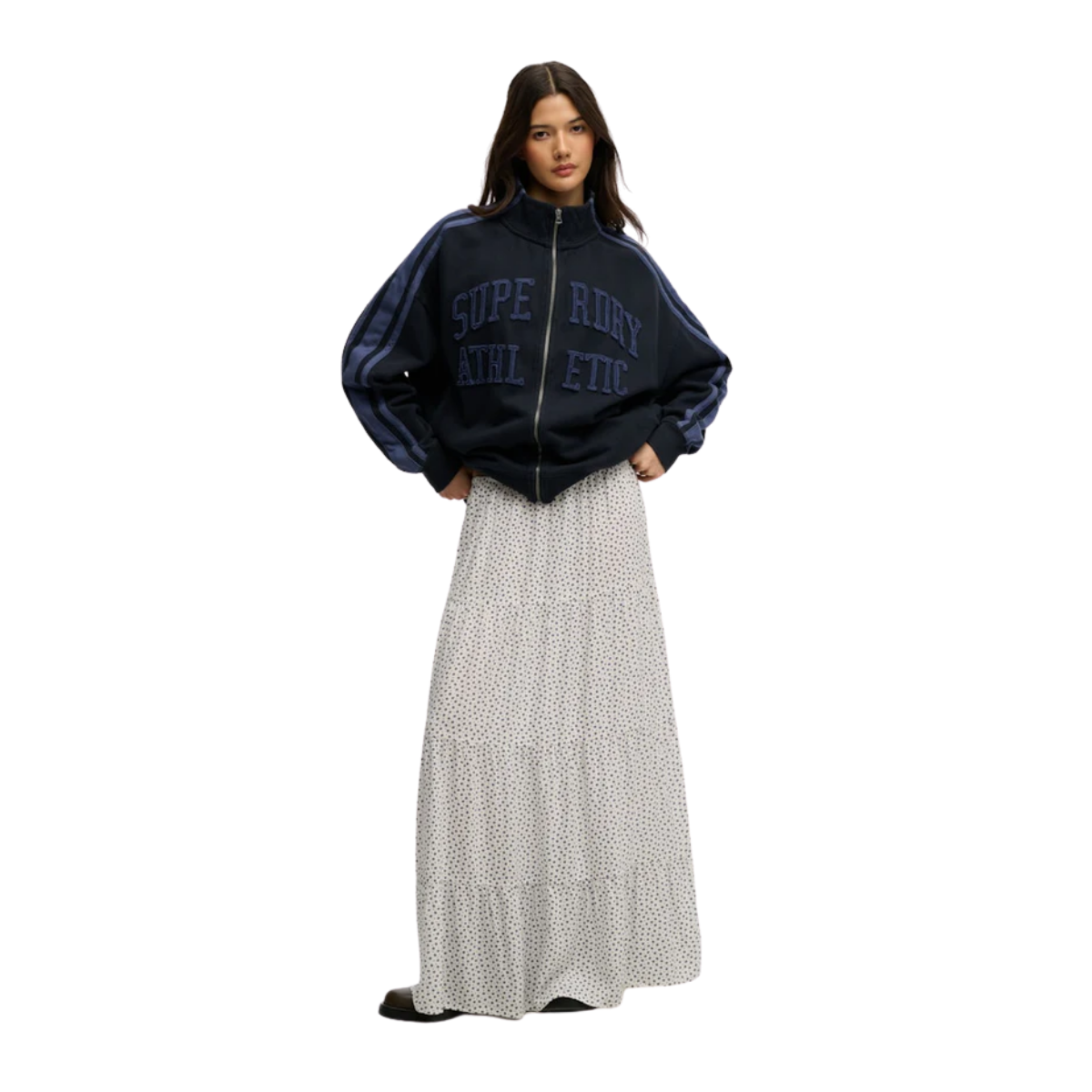 Woven Tiered Maxi Skirt - K7Q Off White Ditsy Hearts