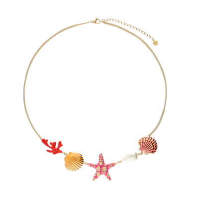Ciao Necklace with Shells and Pearl - Gold