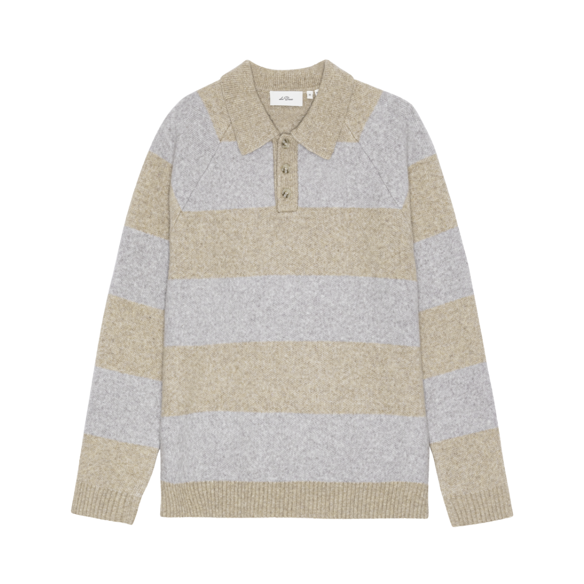 Striped Melange Knitted Polo - Light Sand Melange