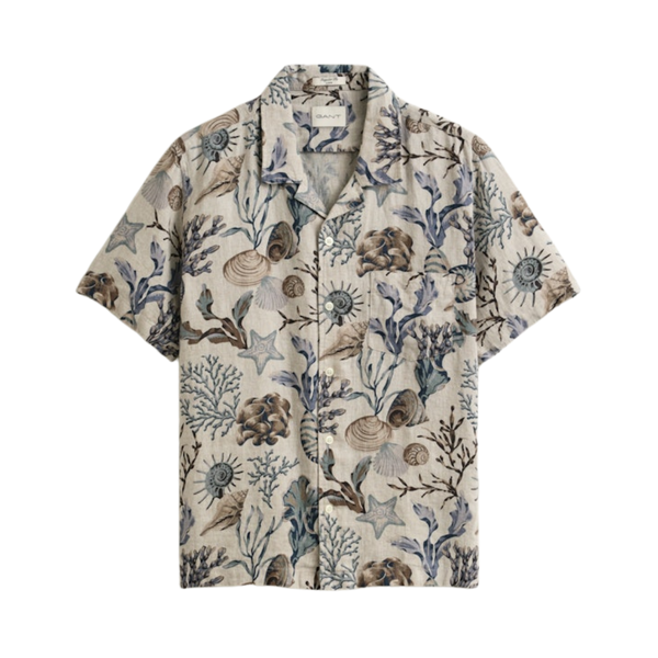 Aop Camp Collar Shirt - Oat Beige