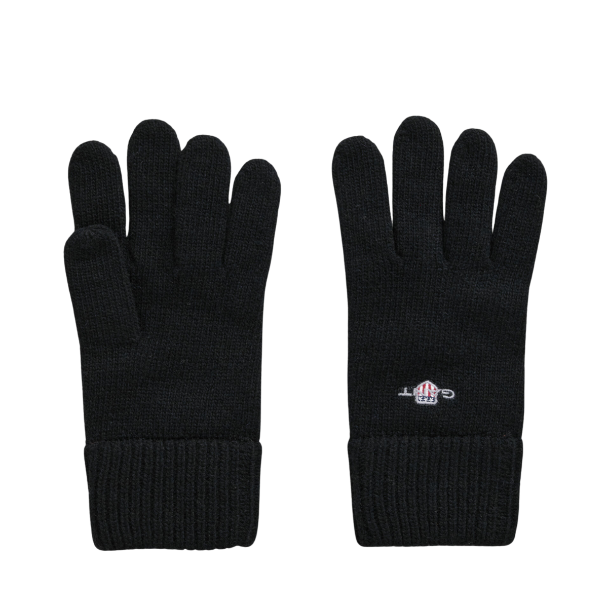 Cotton Blend Logo Gloves - Black
