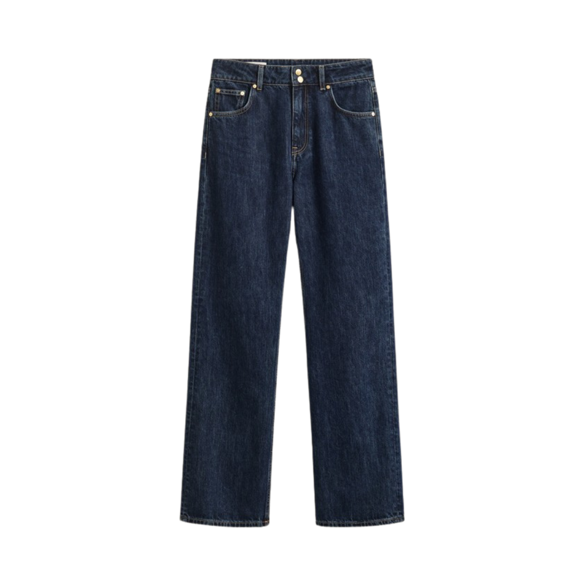 Relaxed Double Button Jeans - Dark Blue Worn In