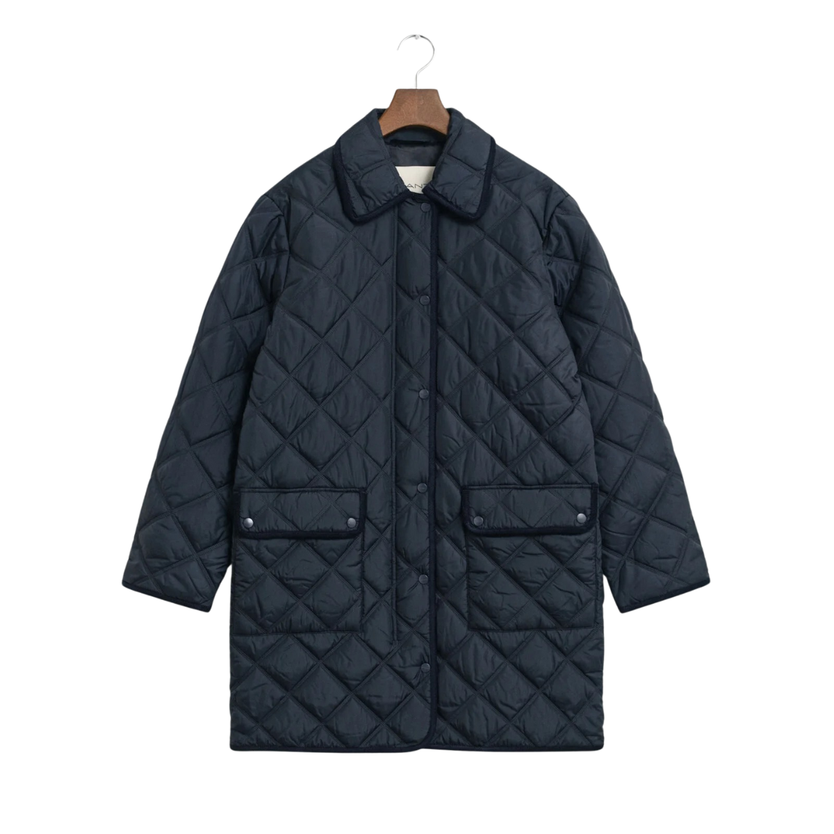 Quilted Coat With Cord Trim - Evening Blue