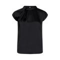 Fleur Drapy Satin Blouse - Black