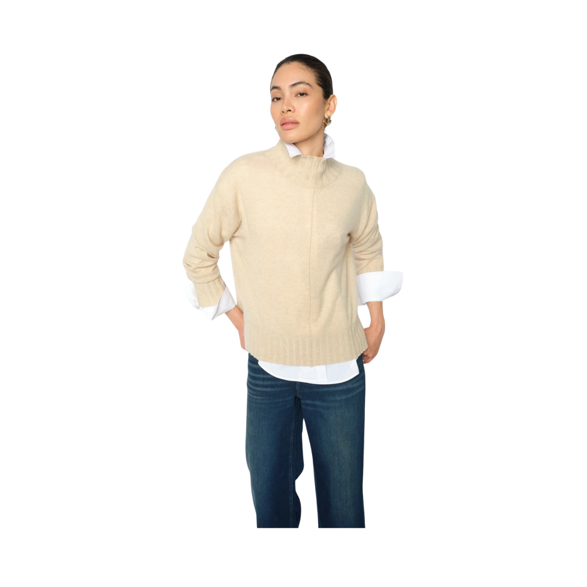 MMAima Cashmere Highneck Knit - Oxford Tan