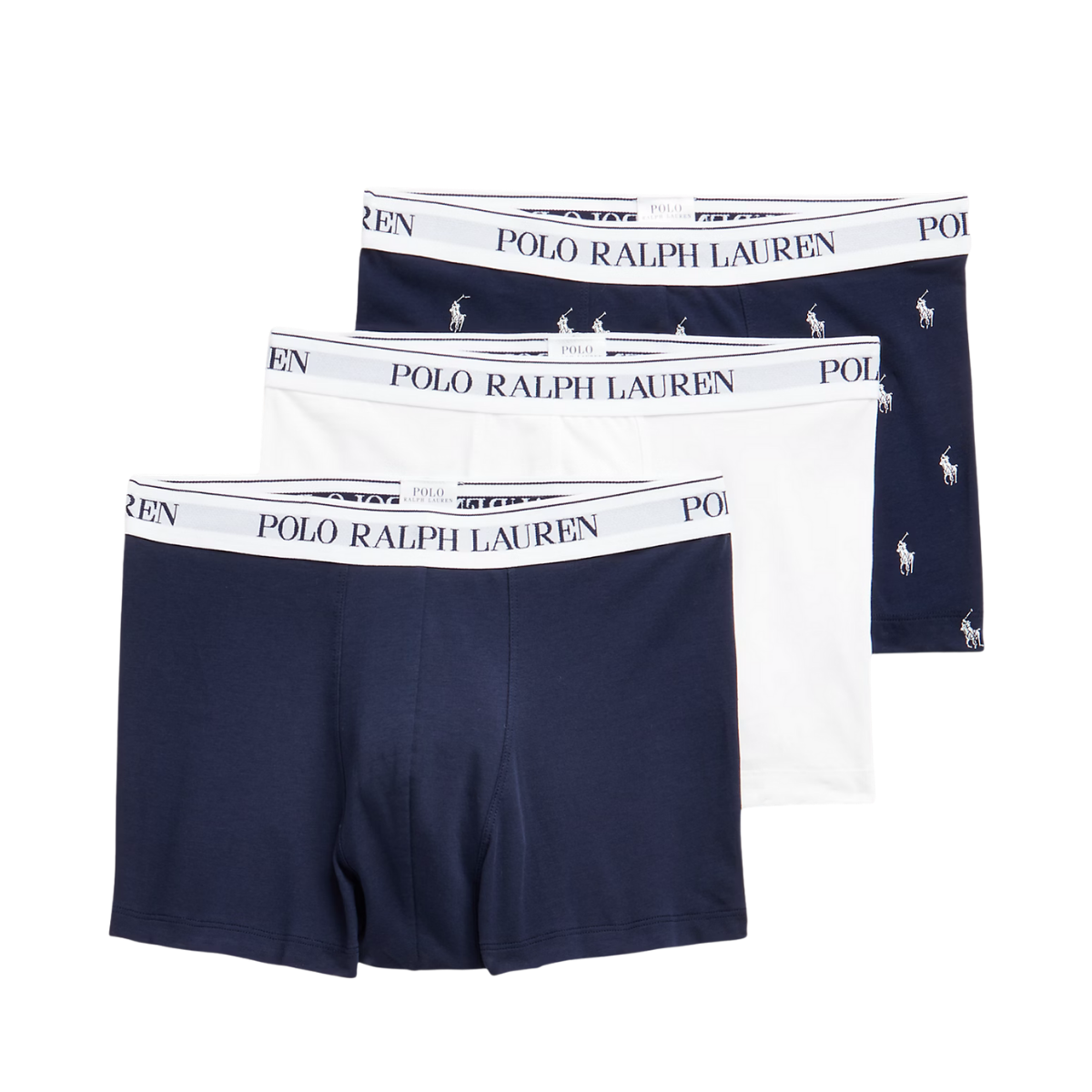 Stretch Cotton Trunk 3-Pack - Navy/White