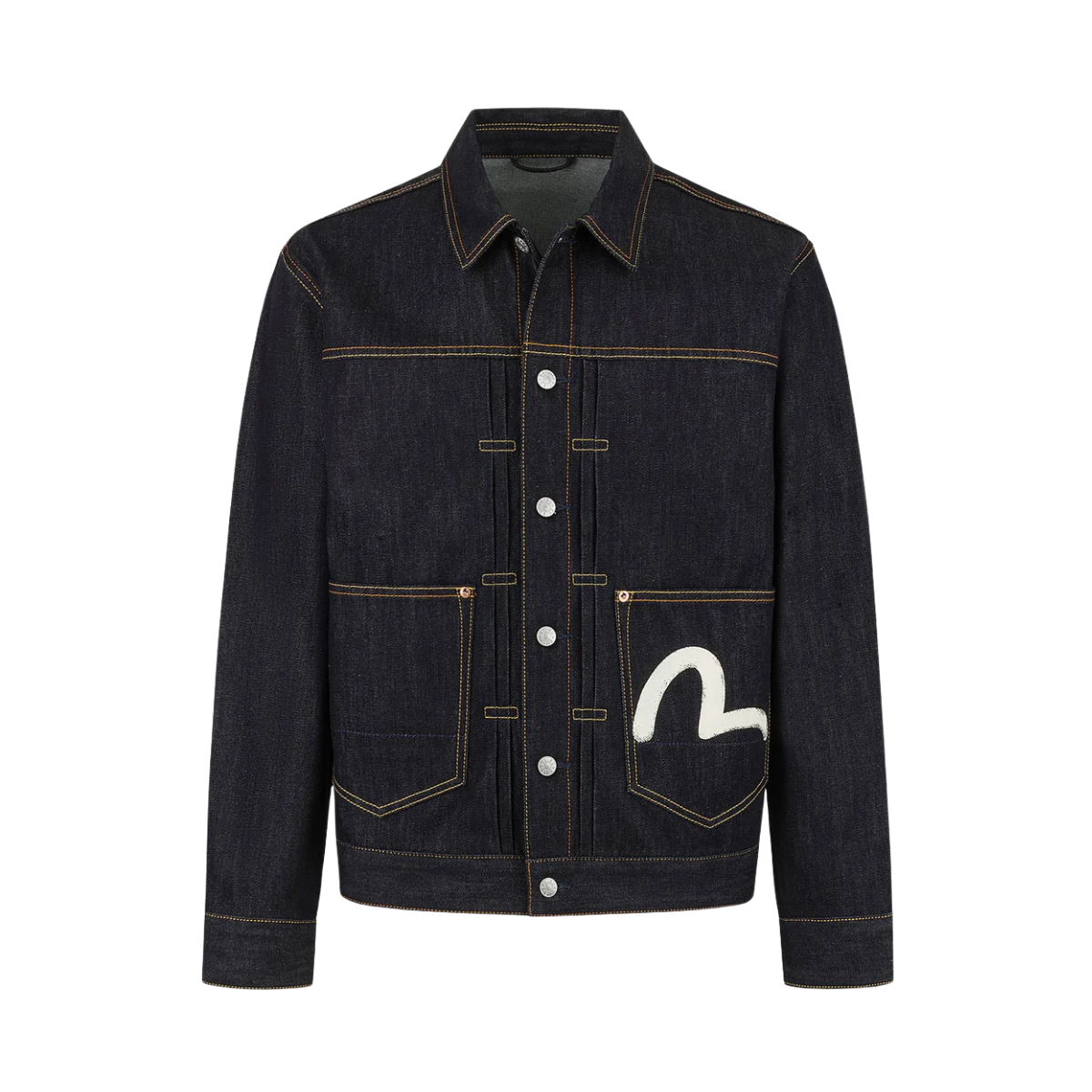 Ecru Seagull Printed Denim Jacket - RAW INDIGO