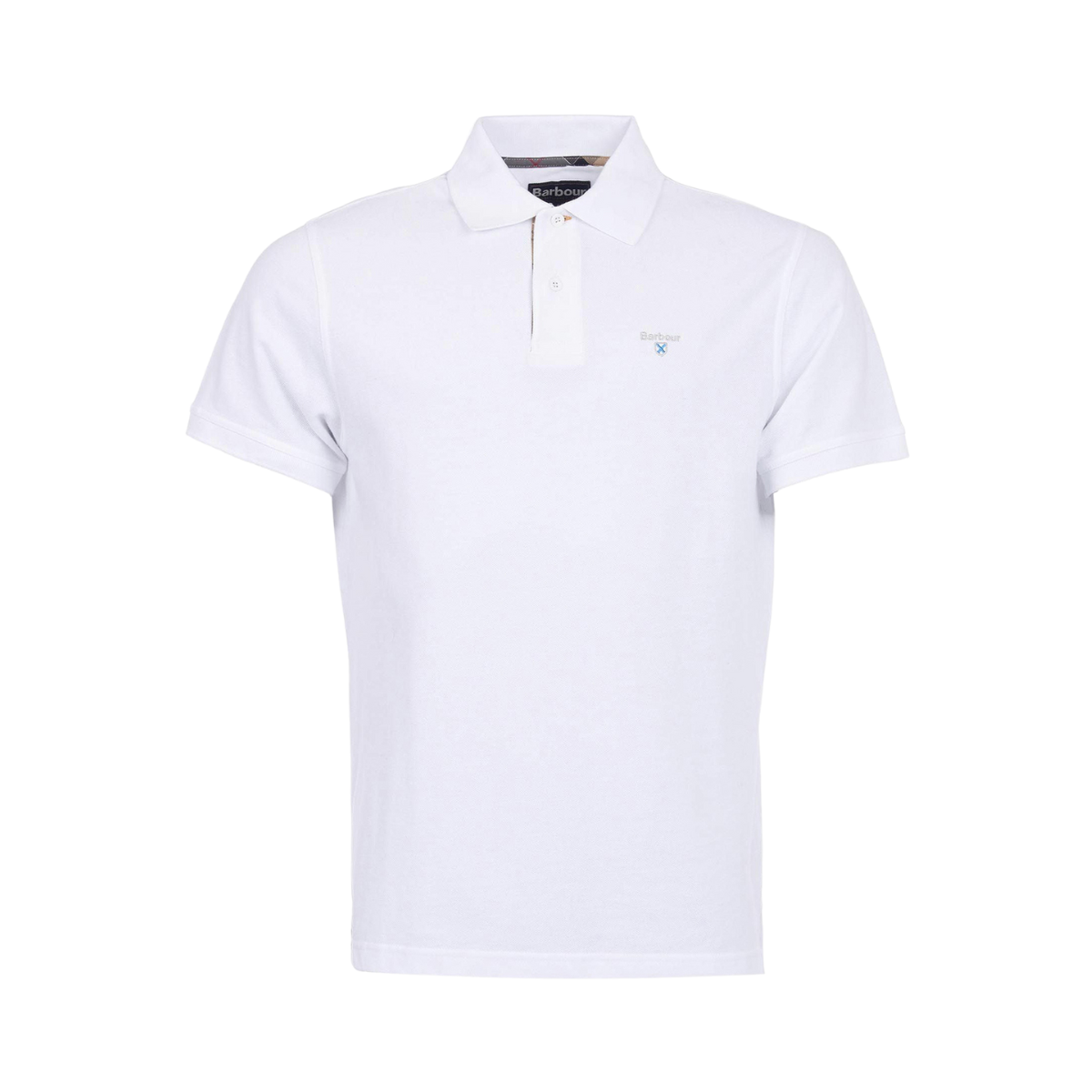 Tartan pique polo - White