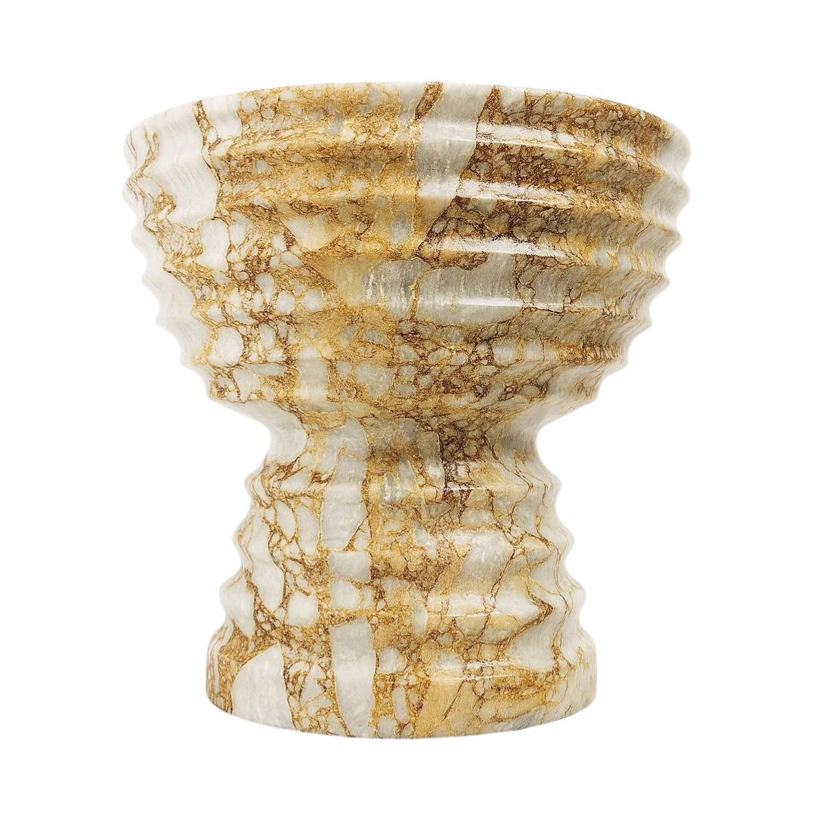Ribbed Pedestal Bowl Ribbed Foot - BEIGE