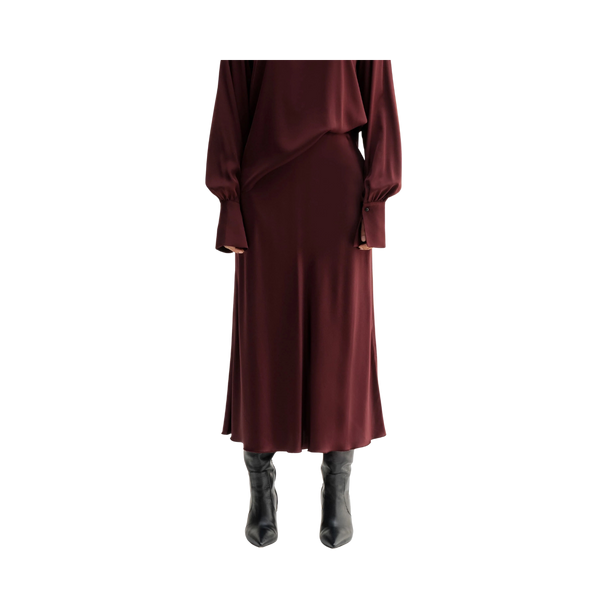 Hana Satin Skirt - Burgundy