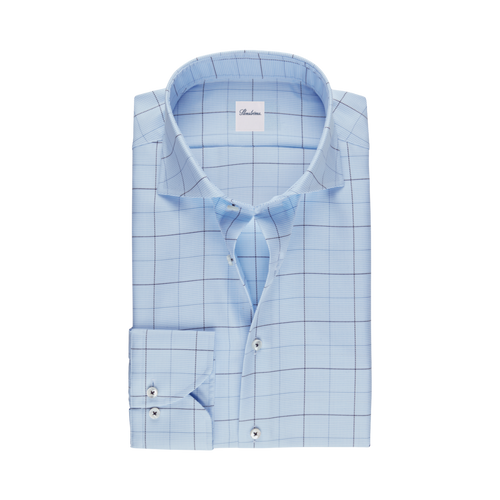 Stenströms SLIMLINE C75 RM CUFF - LIGHT BLUE CHECK