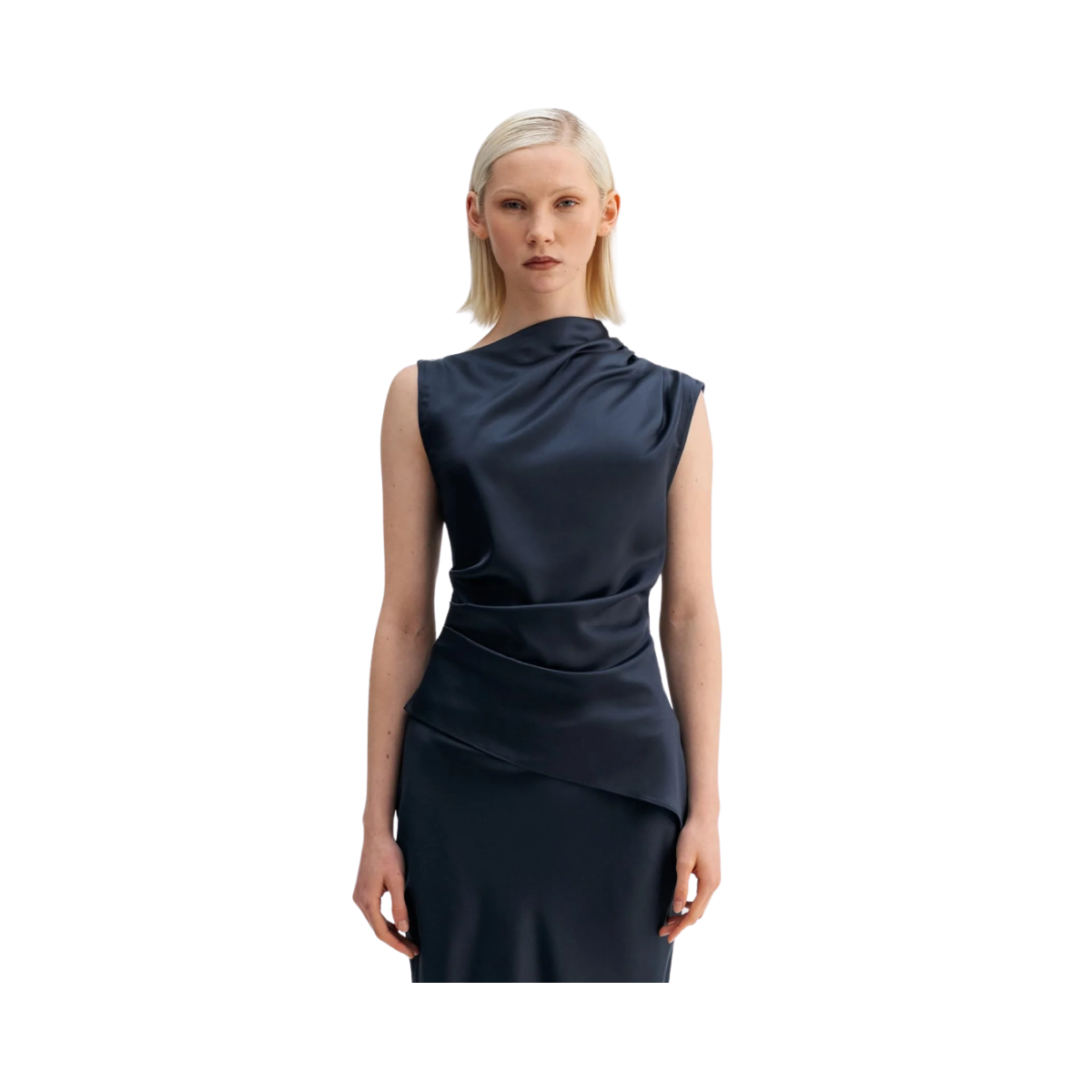 Lizi Satin Tank - Blue Grey